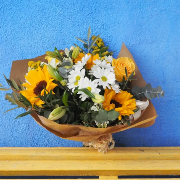 Ramo Flores Para Amiga Con Rosas Amarillas Margaritas Girasoles